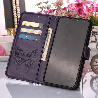 Full Protective Imprint Butterfly Flower Pattern Wallet Stand Leather Phone Case for iPhone 13 Pro 6.1 inch