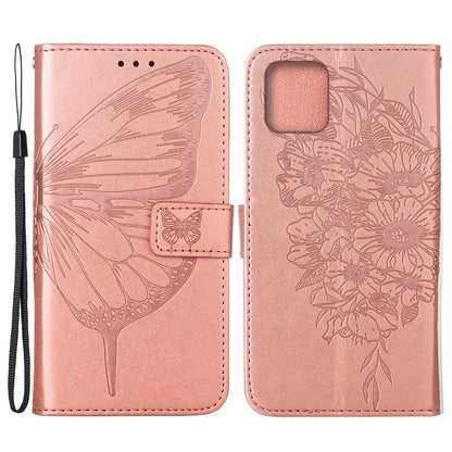 Full Protective Imprint Butterfly Flower Pattern Wallet Stand Leather Phone Case for iPhone 13 Pro 6.1 inch