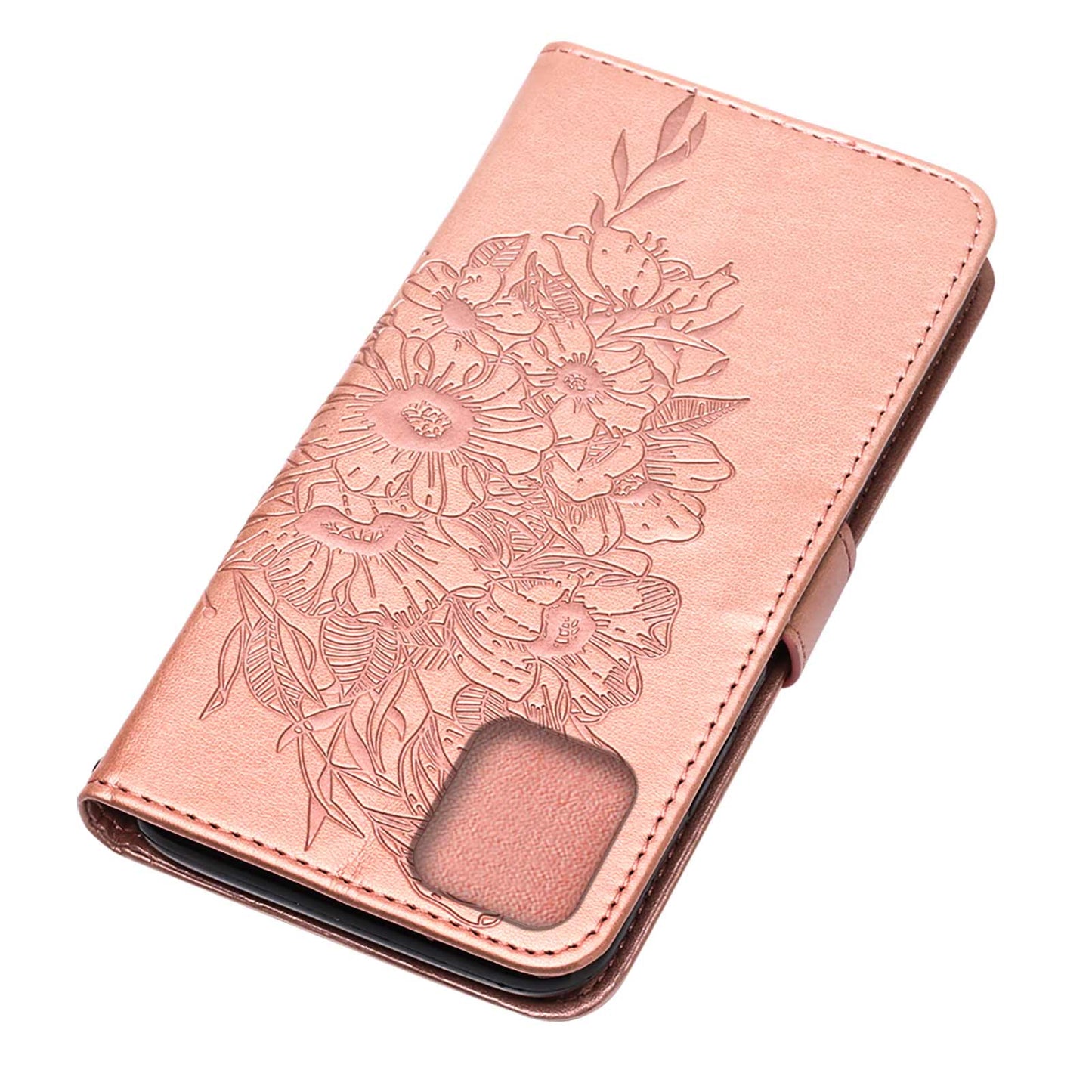 Full Protective Imprint Butterfly Flower Pattern Wallet Stand Leather Phone Case for iPhone 13 Pro 6.1 inch