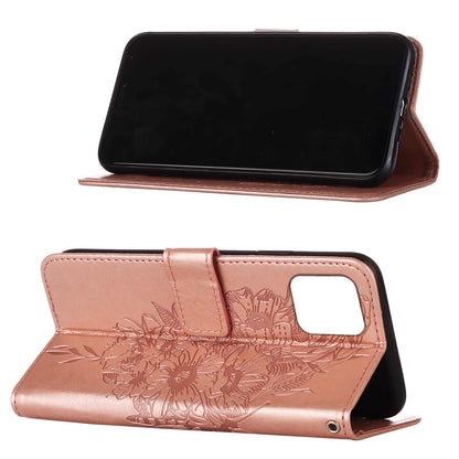 Full Protective Imprint Butterfly Flower Pattern Wallet Stand Leather Phone Case for iPhone 13 Pro 6.1 inch