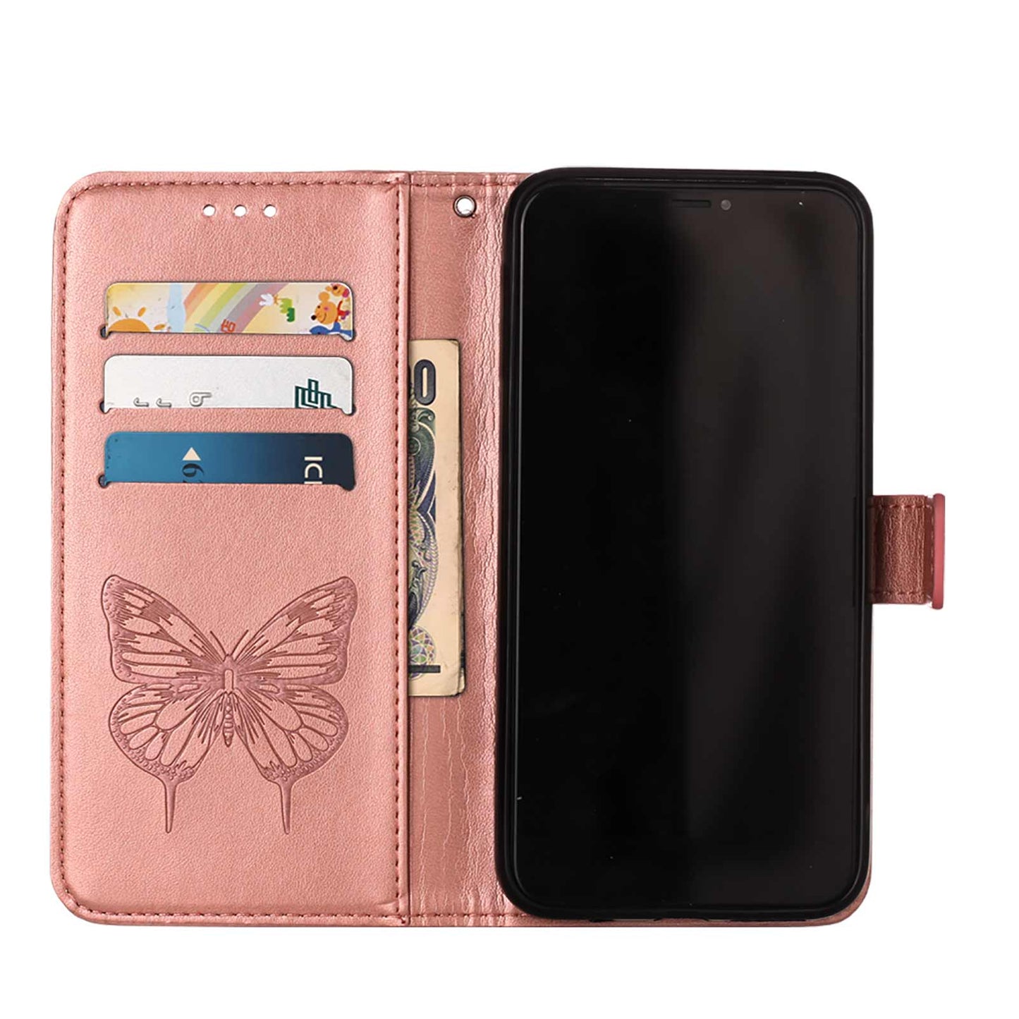 Full Protective Imprint Butterfly Flower Pattern Wallet Stand Leather Phone Case for iPhone 13 Pro 6.1 inch