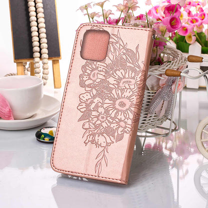 Full Protective Imprint Butterfly Flower Pattern Wallet Stand Leather Phone Case for iPhone 13 Pro 6.1 inch