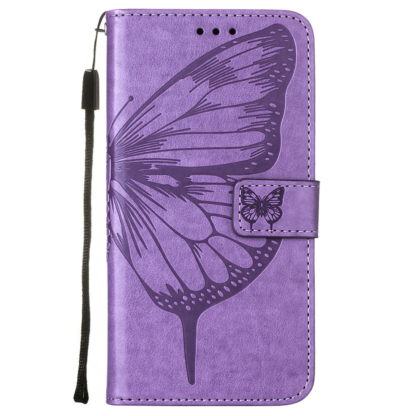 Full Protective Imprint Butterfly Flower Pattern Wallet Stand Leather Phone Case for iPhone 13 Pro 6.1 inch