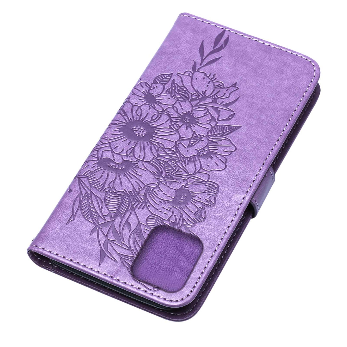 Full Protective Imprint Butterfly Flower Pattern Wallet Stand Leather Phone Case for iPhone 13 Pro 6.1 inch