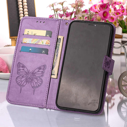 Full Protective Imprint Butterfly Flower Pattern Wallet Stand Leather Phone Case for iPhone 13 Pro 6.1 inch