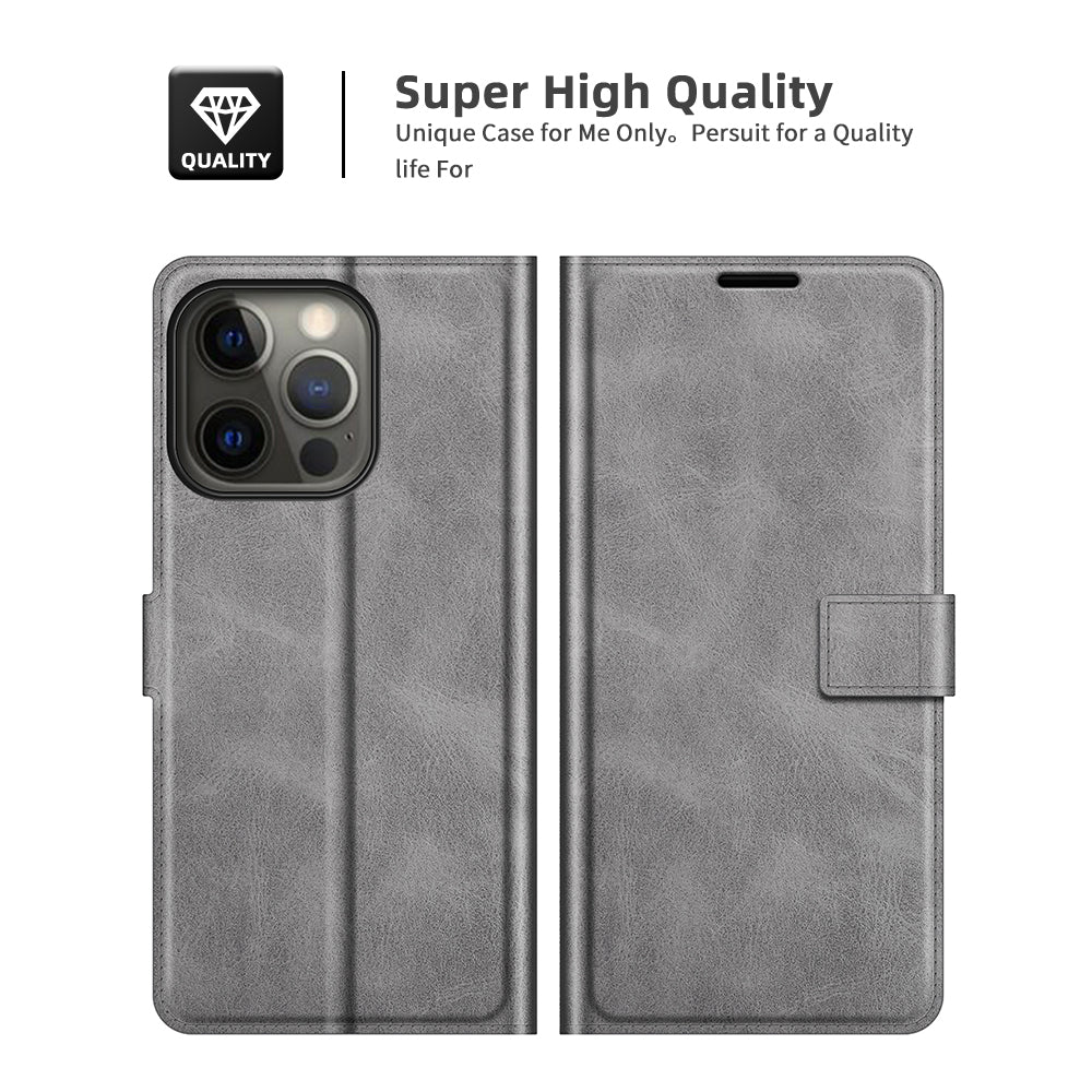 For iPhone 13 Pro Max 6.7 inch PU Leather Folio Flip Wallet Stand Phone Case Cover with Magnetic Square Clasp