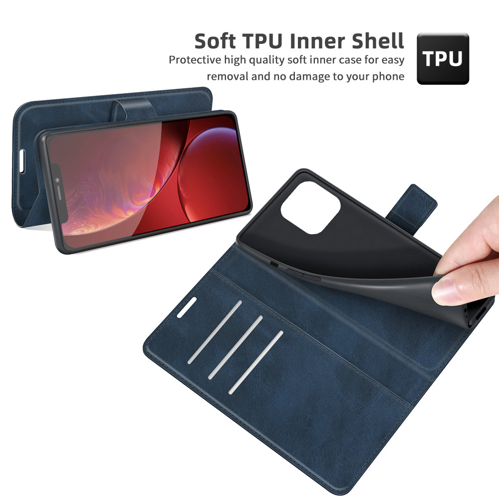 For iPhone 13 Pro Max 6.7 inch PU Leather Folio Flip Wallet Stand Phone Case Cover with Magnetic Square Clasp