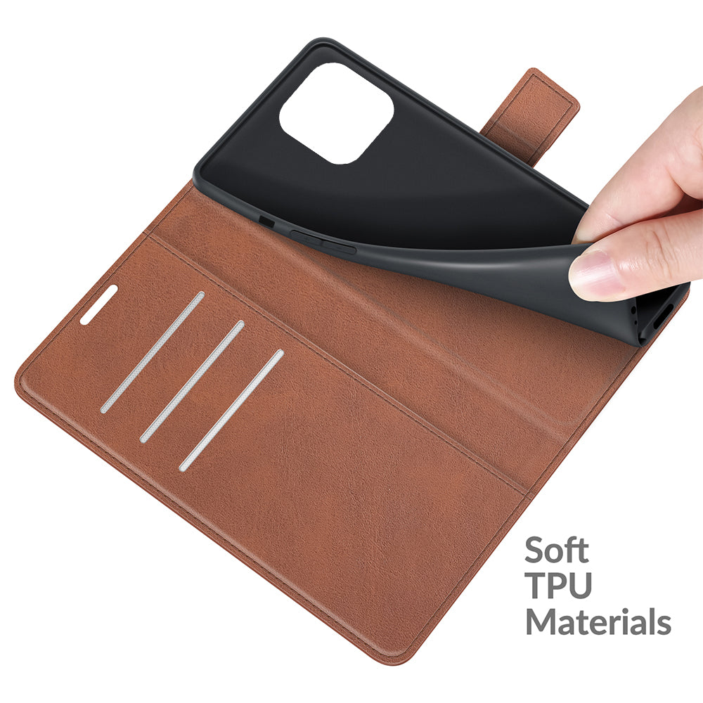 For iPhone 13 Pro Max 6.7 inch PU Leather Folio Flip Wallet Stand Phone Case Cover with Magnetic Square Clasp