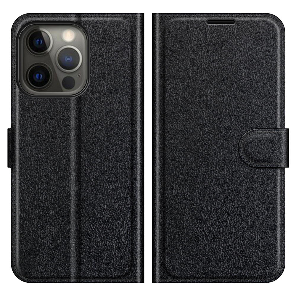 Litchi Texture Wallet Stand Design Folio Flip PU Leather Case Phone Cover for iPhone 13 Pro Max 6.7 inch