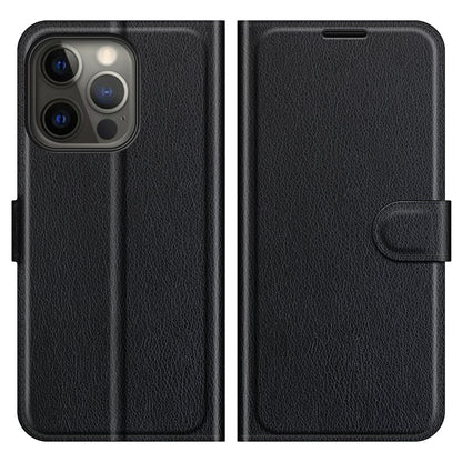 Litchi Texture Wallet Stand Design Folio Flip PU Leather Case Phone Cover for iPhone 13 Pro Max 6.7 inch