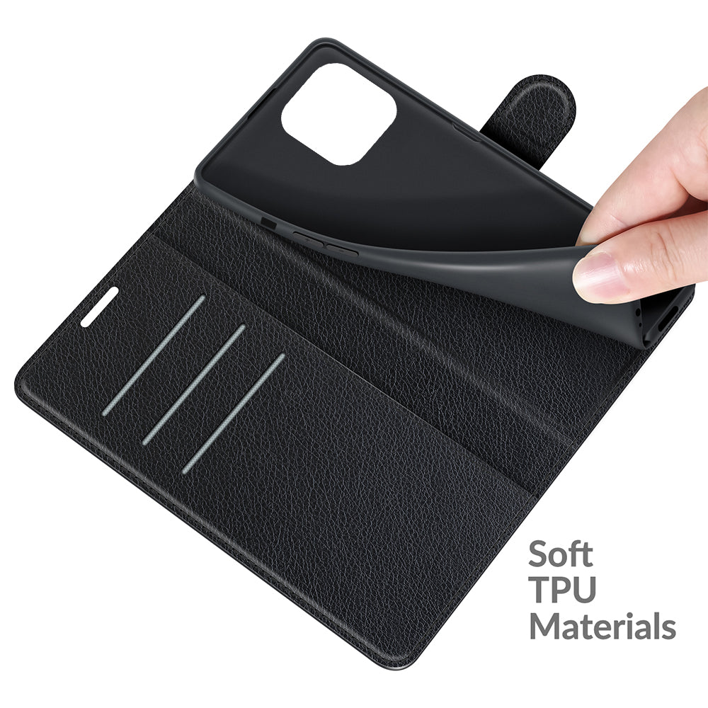 Litchi Texture Wallet Stand Design Folio Flip PU Leather Case Phone Cover for iPhone 13 Pro Max 6.7 inch