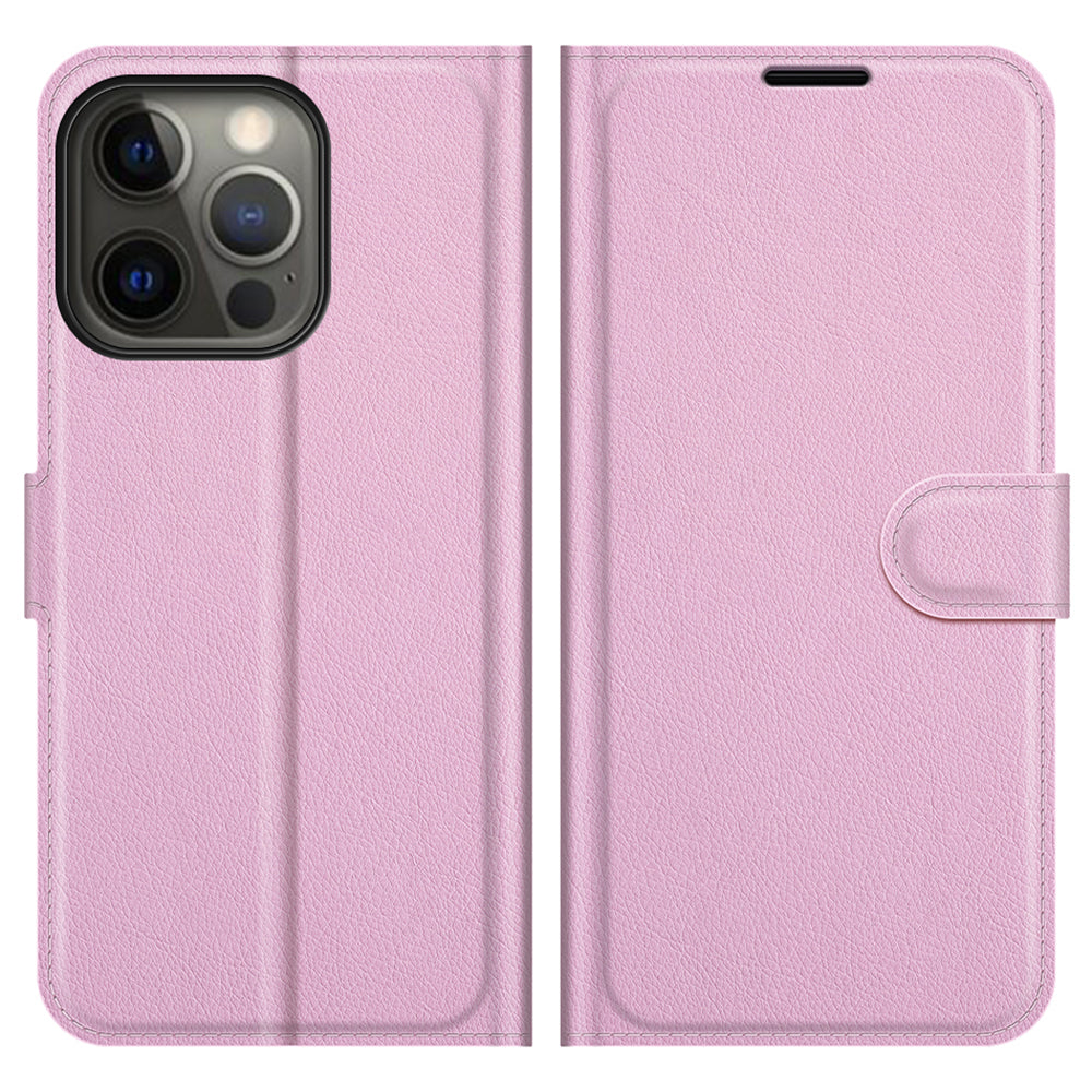 Litchi Texture Wallet Stand Design Folio Flip PU Leather Case Phone Cover for iPhone 13 Pro Max 6.7 inch