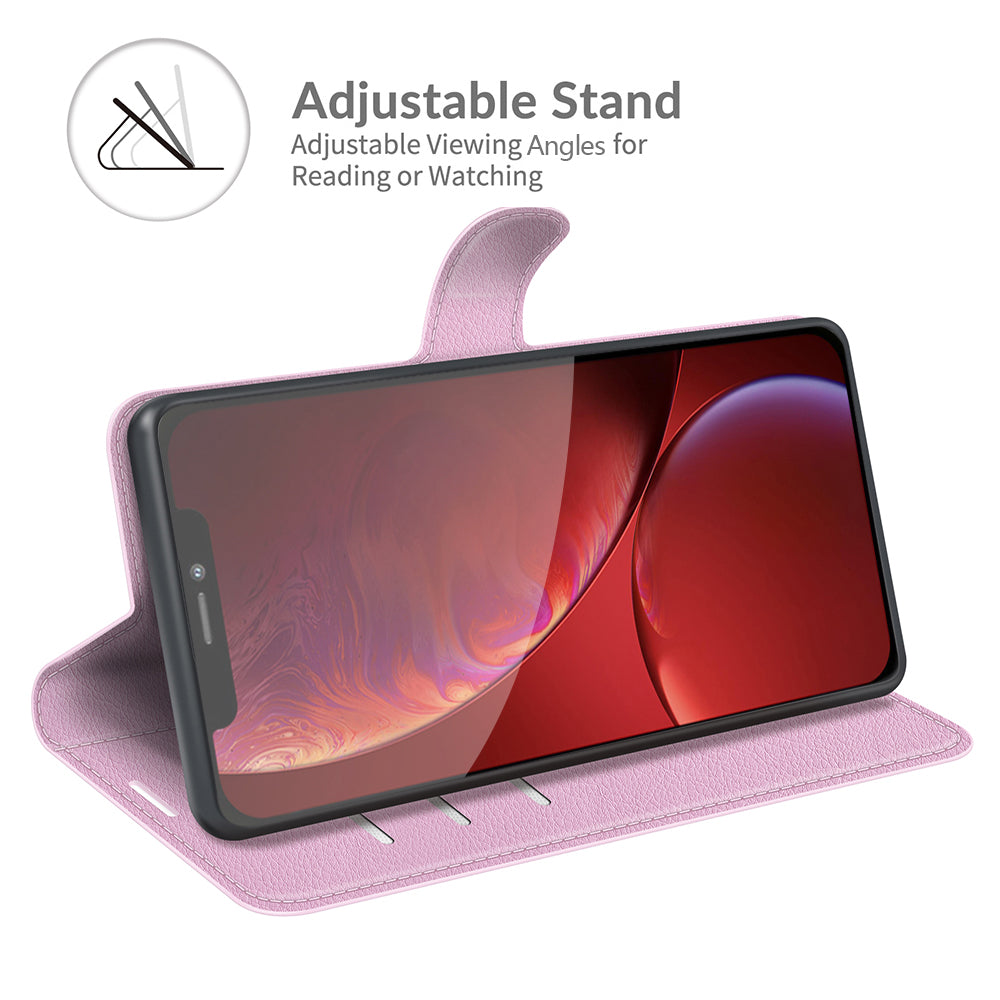 Litchi Texture Wallet Stand Design Folio Flip PU Leather Case Phone Cover for iPhone 13 Pro Max 6.7 inch