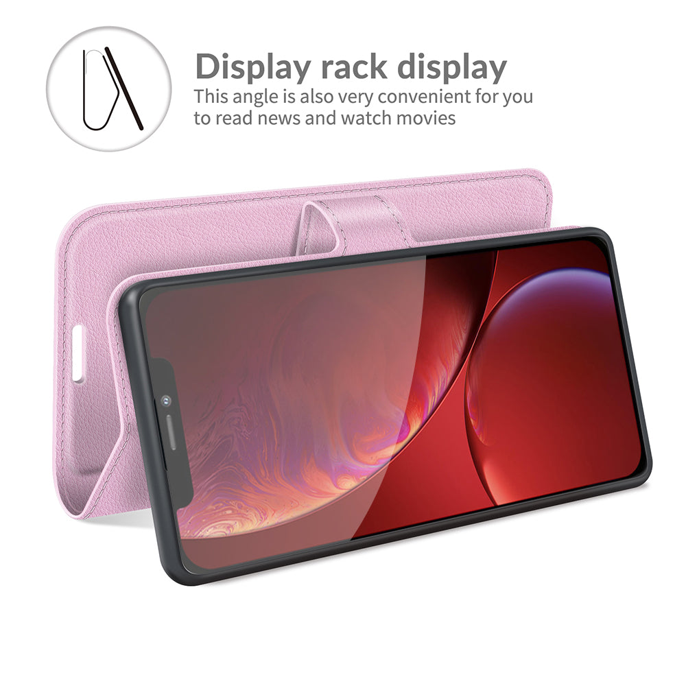 Litchi Texture Wallet Stand Design Folio Flip PU Leather Case Phone Cover for iPhone 13 Pro Max 6.7 inch