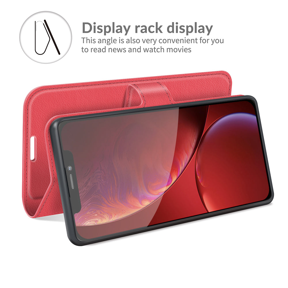 Litchi Texture Wallet Stand Design Folio Flip PU Leather Case Phone Cover for iPhone 13 Pro Max 6.7 inch