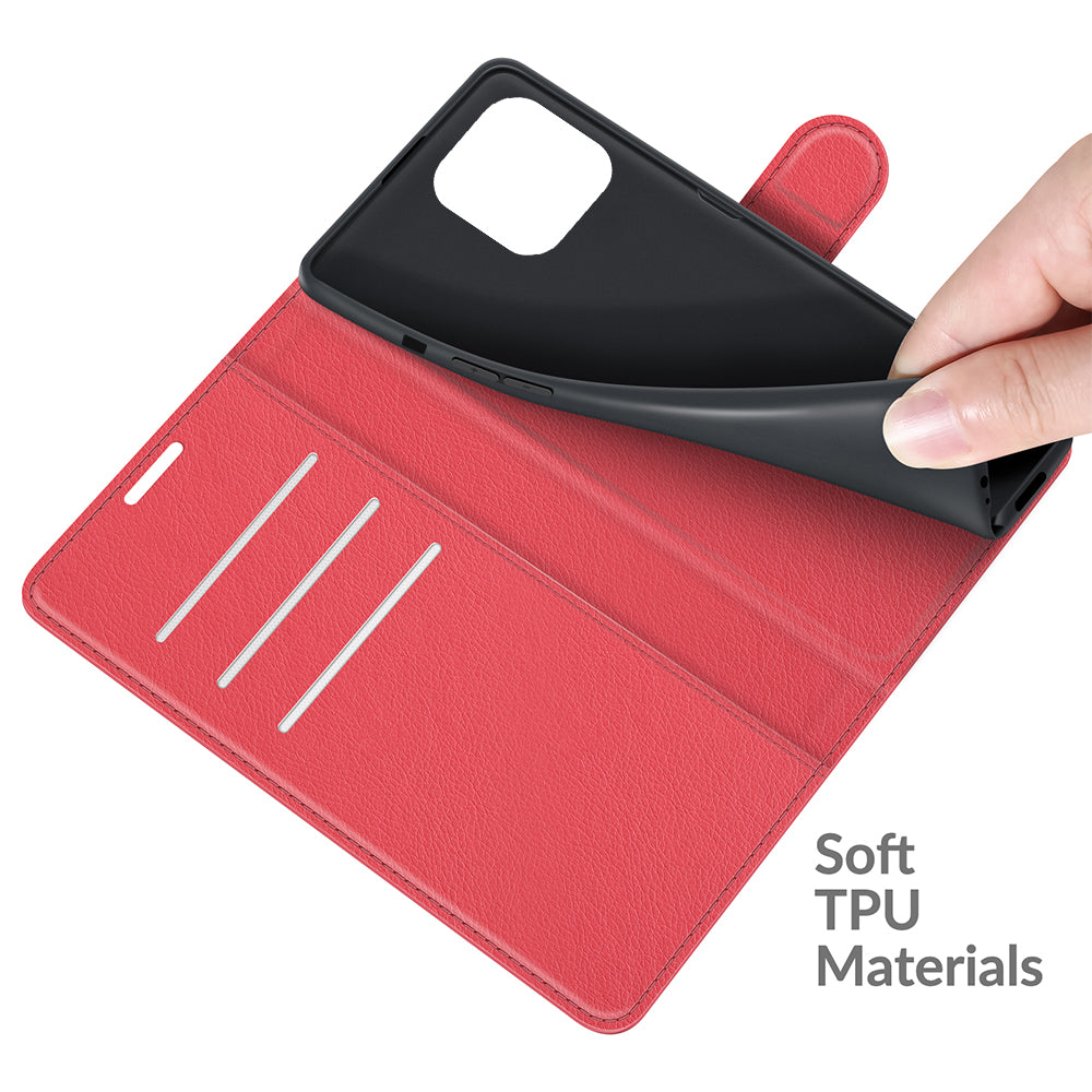 Litchi Texture Wallet Stand Design Folio Flip PU Leather Case Phone Cover for iPhone 13 Pro Max 6.7 inch