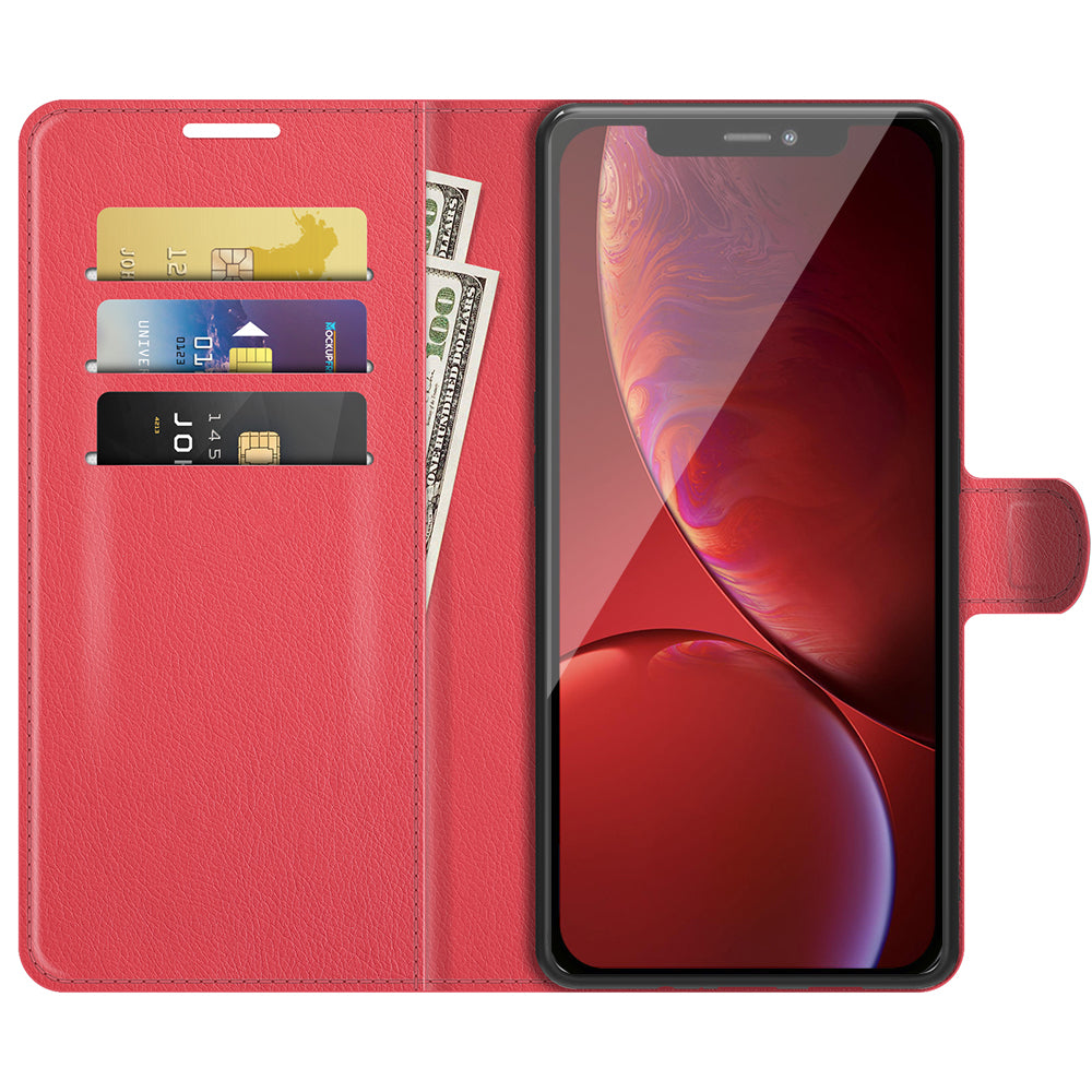 Litchi Texture Wallet Stand Design Folio Flip PU Leather Case Phone Cover for iPhone 13 Pro Max 6.7 inch