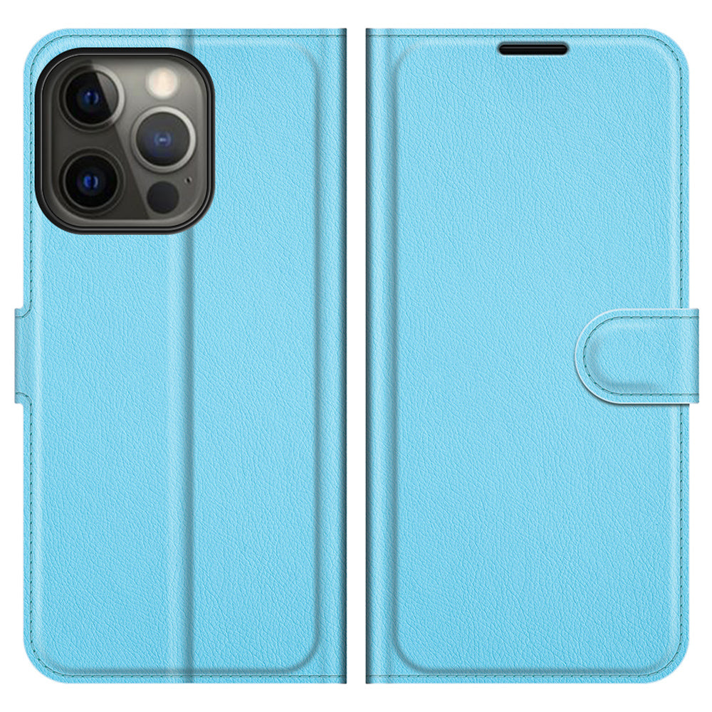 Litchi Texture Wallet Stand Design Folio Flip PU Leather Case Phone Cover for iPhone 13 Pro Max 6.7 inch