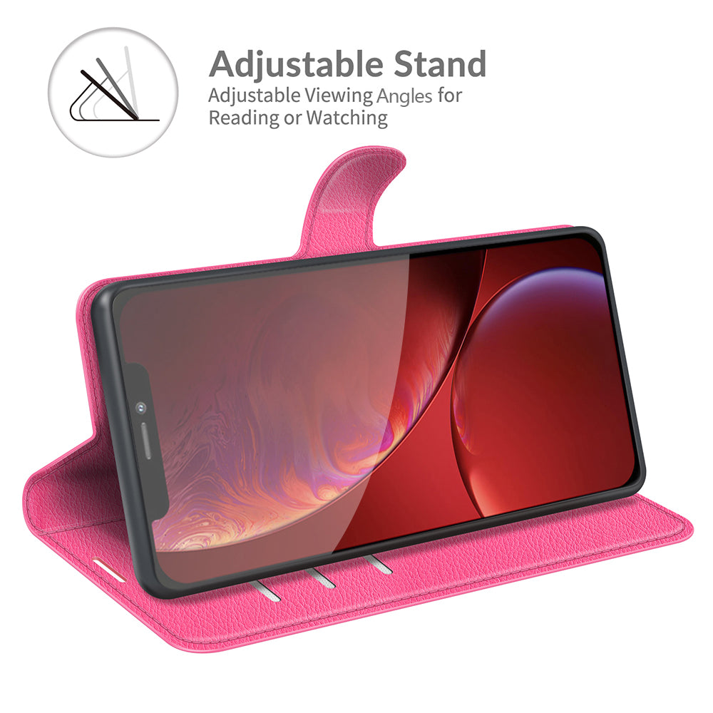 Litchi Texture Wallet Stand Design Folio Flip PU Leather Case Phone Cover for iPhone 13 Pro Max 6.7 inch