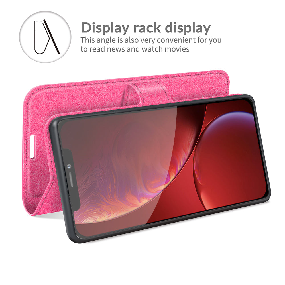 Litchi Texture Wallet Stand Design Folio Flip PU Leather Case Phone Cover for iPhone 13 Pro Max 6.7 inch