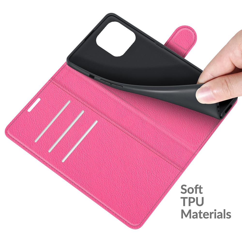Litchi Texture Wallet Stand Design Folio Flip PU Leather Case Phone Cover for iPhone 13 Pro Max 6.7 inch