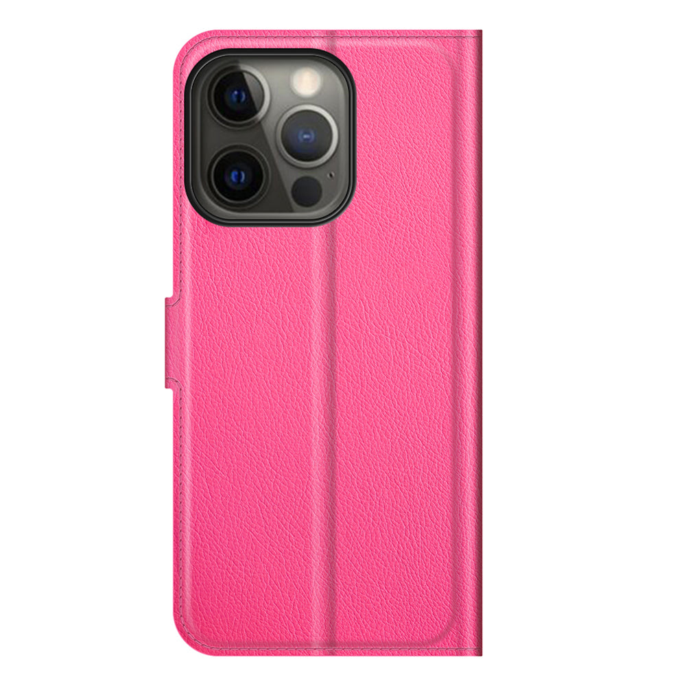 Litchi Texture Wallet Stand Design Folio Flip PU Leather Case Phone Cover for iPhone 13 Pro Max 6.7 inch