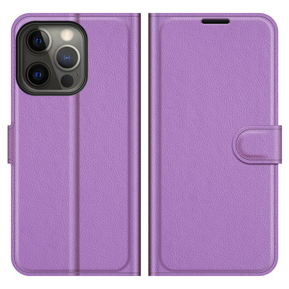 Litchi Texture Wallet Stand Design Folio Flip PU Leather Case Phone Cover for iPhone 13 Pro Max 6.7 inch
