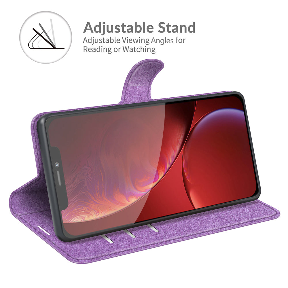 Litchi Texture Wallet Stand Design Folio Flip PU Leather Case Phone Cover for iPhone 13 Pro Max 6.7 inch