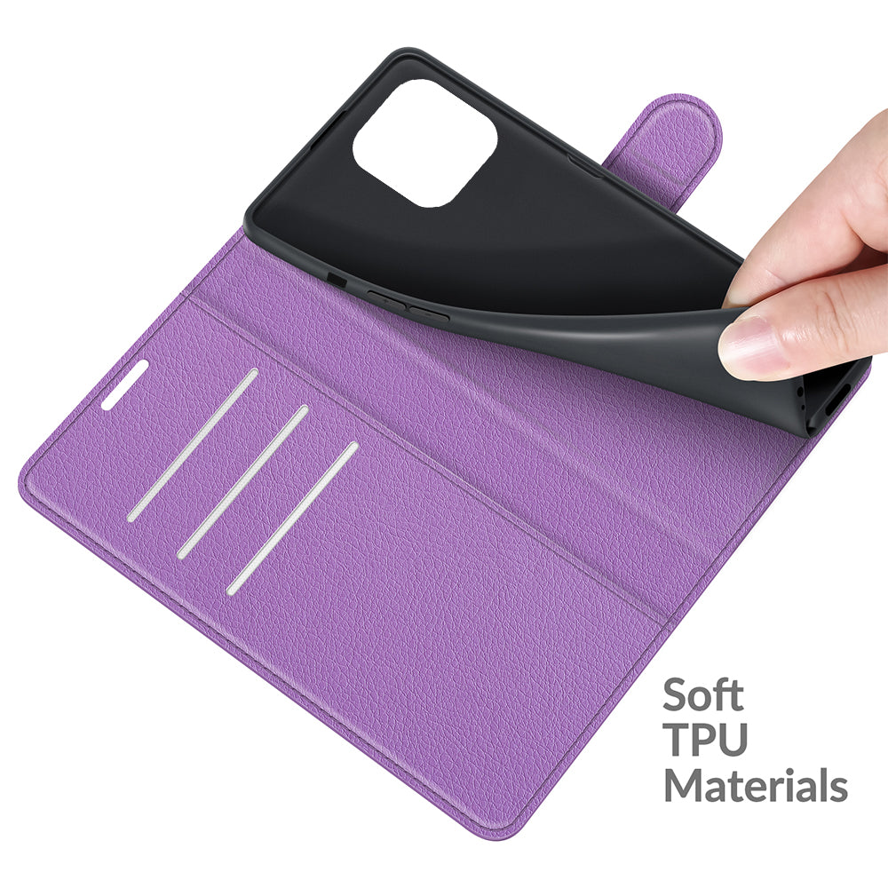 Litchi Texture Wallet Stand Design Folio Flip PU Leather Case Phone Cover for iPhone 13 Pro Max 6.7 inch