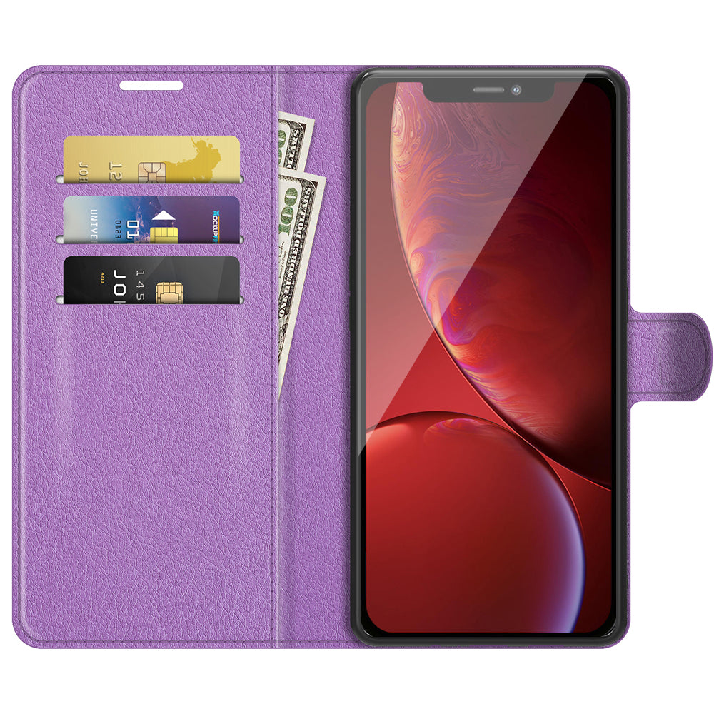 Litchi Texture Wallet Stand Design Folio Flip PU Leather Case Phone Cover for iPhone 13 Pro Max 6.7 inch