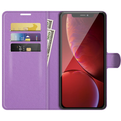 Litchi Texture Wallet Stand Design Folio Flip PU Leather Case Phone Cover for iPhone 13 Pro Max 6.7 inch