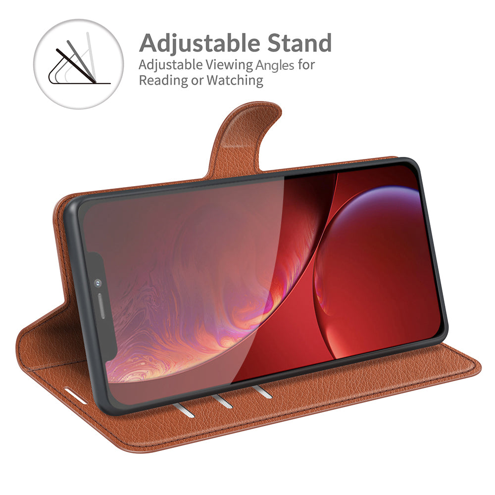 Litchi Texture Wallet Stand Design Folio Flip PU Leather Case Phone Cover for iPhone 13 Pro Max 6.7 inch