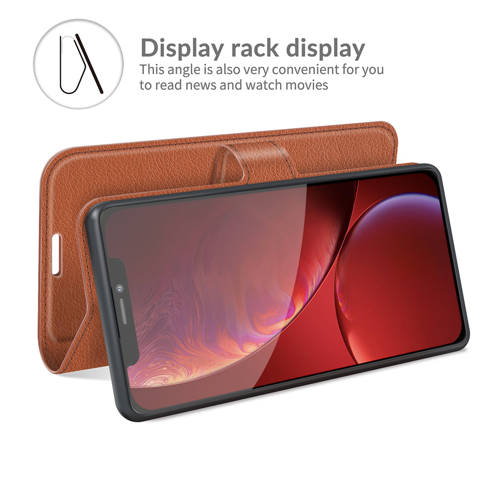Litchi Texture Wallet Stand Design Folio Flip PU Leather Case Phone Cover for iPhone 13 Pro Max 6.7 inch
