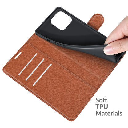 Litchi Texture Wallet Stand Design Folio Flip PU Leather Case Phone Cover for iPhone 13 Pro Max 6.7 inch