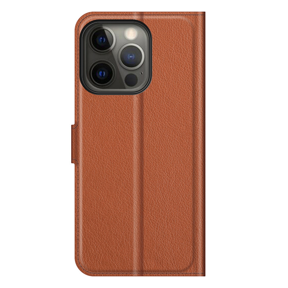 Litchi Texture Wallet Stand Design Folio Flip PU Leather Case Phone Cover for iPhone 13 Pro Max 6.7 inch