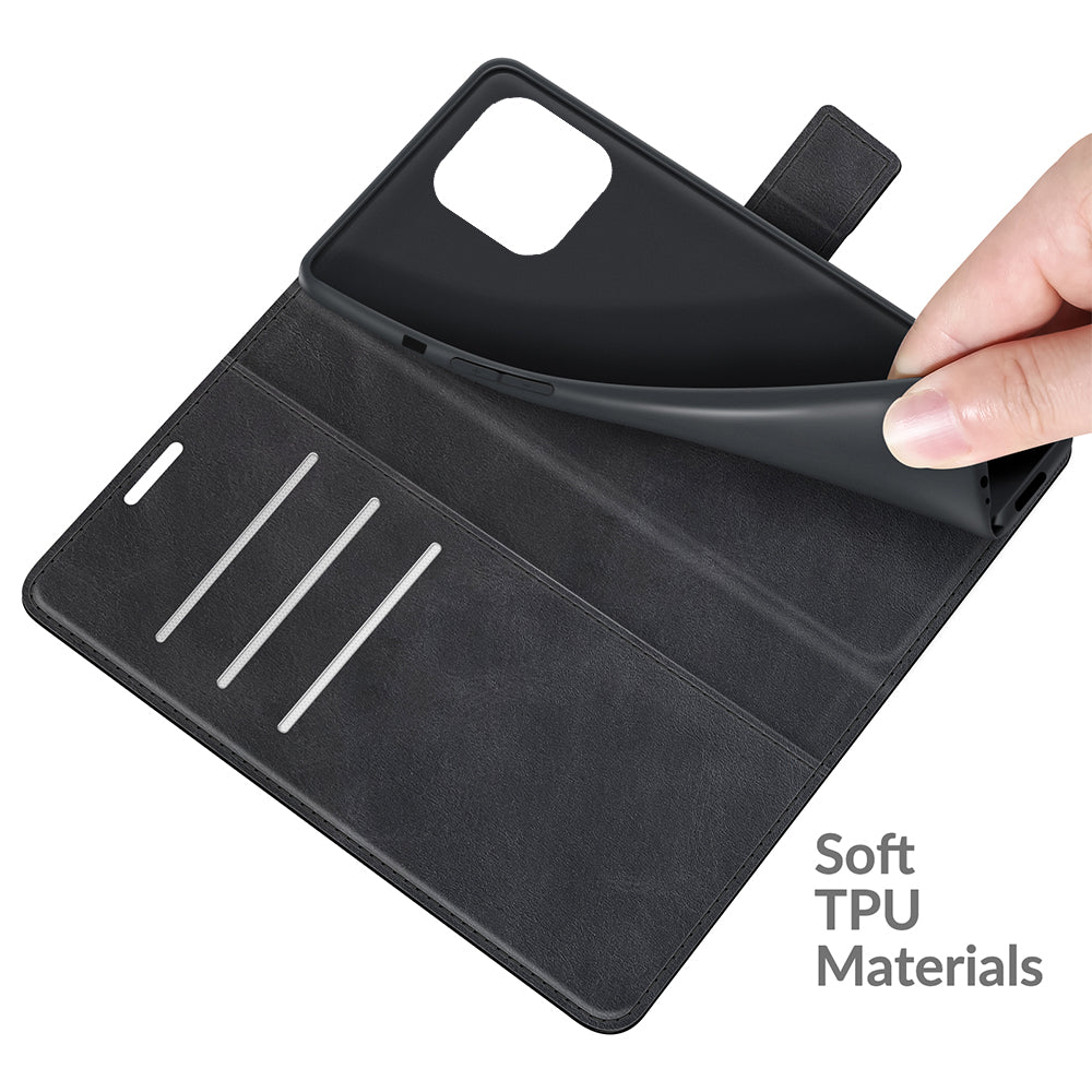 PU Leather Phone Case for iPhone 13 Pro 6.1 inch TPU + PU Leather Folio Flip Wallet Stand Magnetic Buckle Design