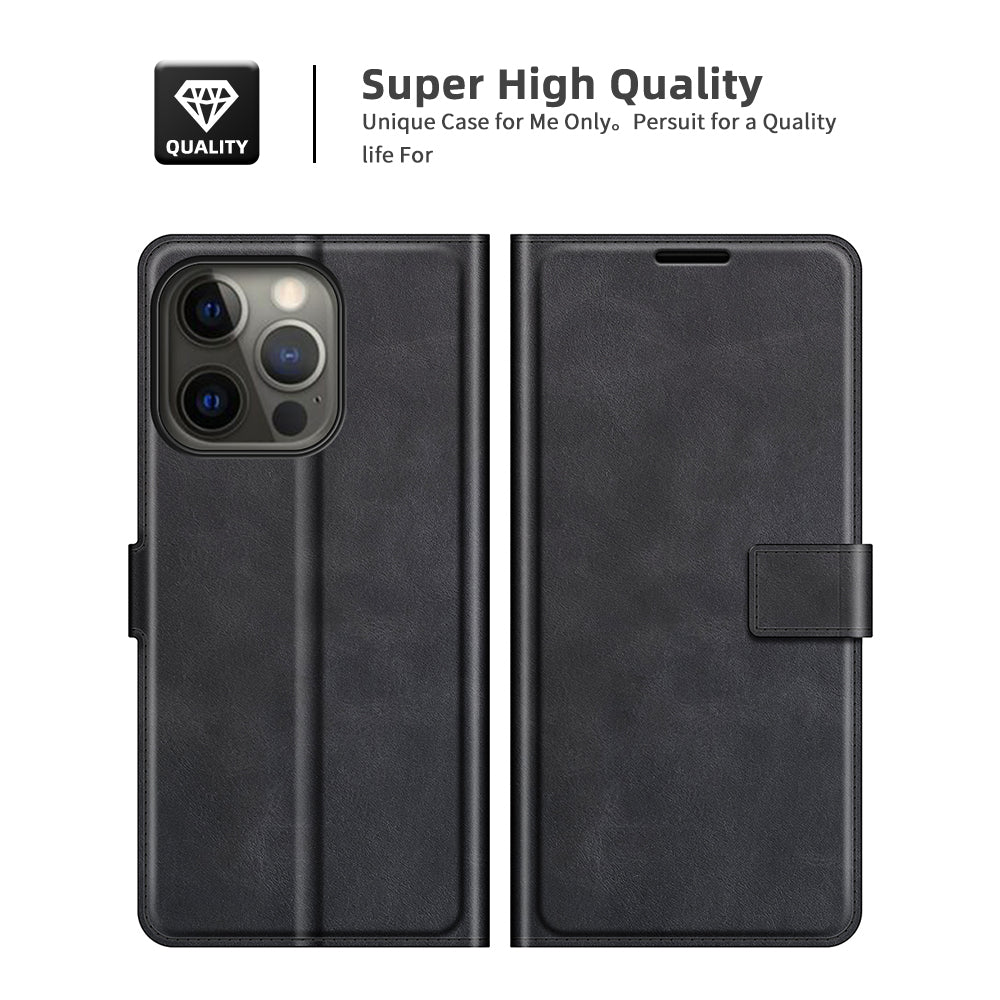 PU Leather Phone Case for iPhone 13 Pro 6.1 inch TPU + PU Leather Folio Flip Wallet Stand Magnetic Buckle Design