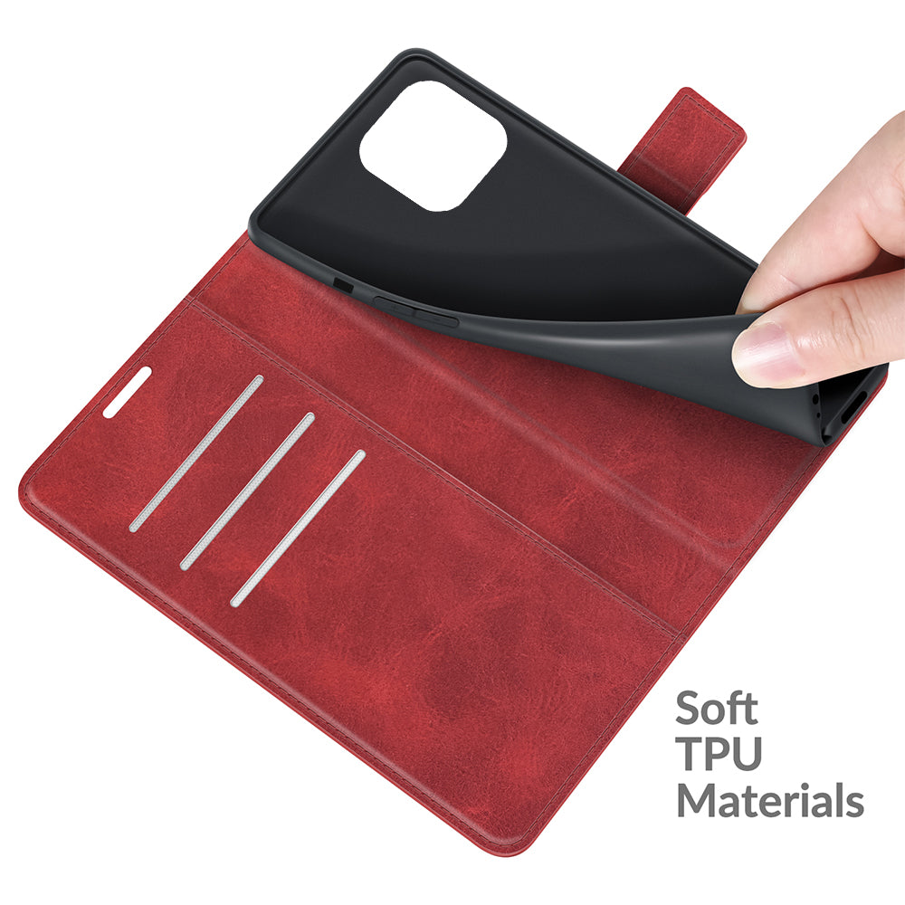 PU Leather Phone Case for iPhone 13 Pro 6.1 inch TPU + PU Leather Folio Flip Wallet Stand Magnetic Buckle Design
