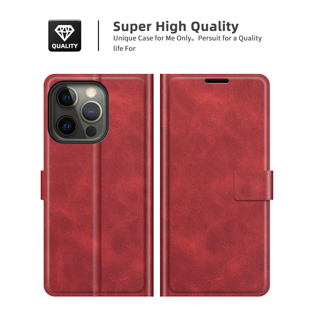 PU Leather Phone Case for iPhone 13 Pro 6.1 inch TPU + PU Leather Folio Flip Wallet Stand Magnetic Buckle Design