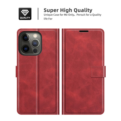 PU Leather Phone Case for iPhone 13 Pro 6.1 inch TPU + PU Leather Folio Flip Wallet Stand Magnetic Buckle Design