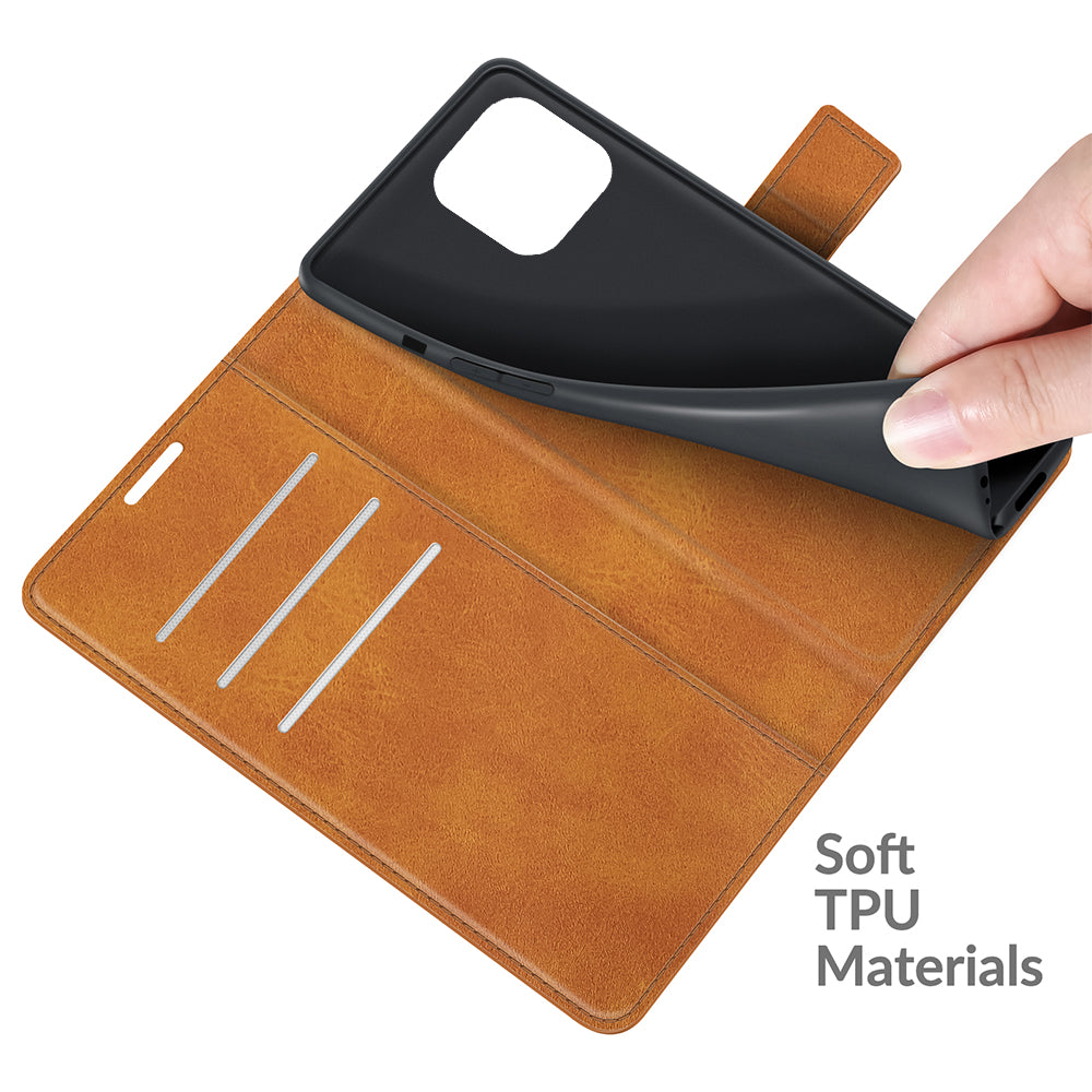 PU Leather Phone Case for iPhone 13 Pro 6.1 inch TPU + PU Leather Folio Flip Wallet Stand Magnetic Buckle Design