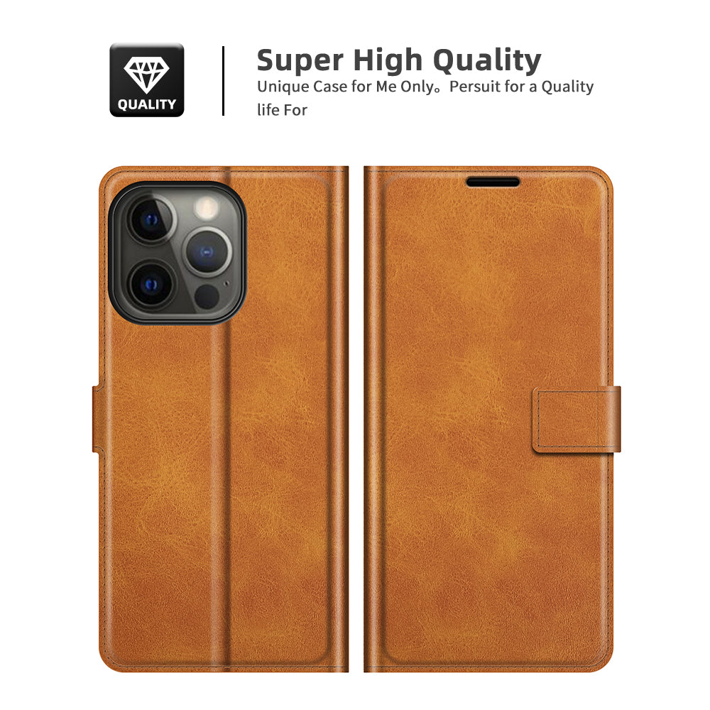 PU Leather Phone Case for iPhone 13 Pro 6.1 inch TPU + PU Leather Folio Flip Wallet Stand Magnetic Buckle Design