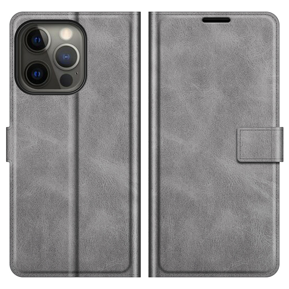 PU Leather Phone Case for iPhone 13 Pro 6.1 inch TPU + PU Leather Folio Flip Wallet Stand Magnetic Buckle Design