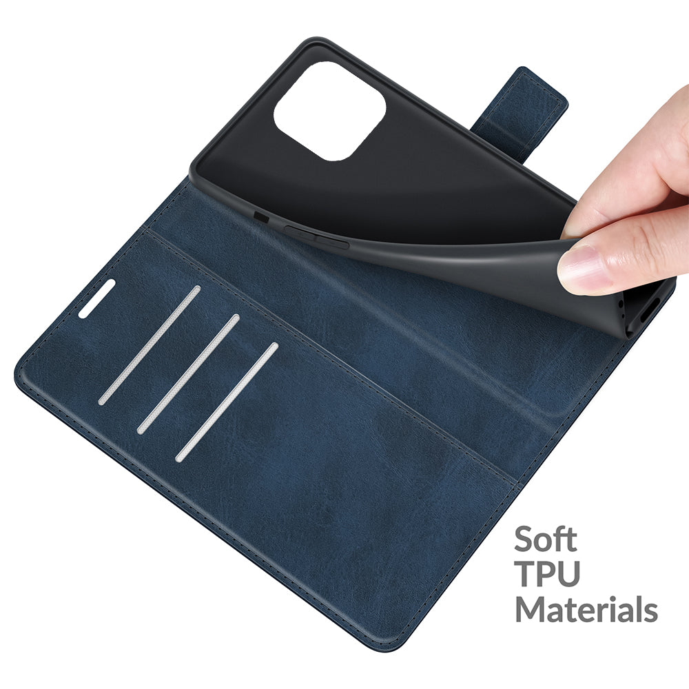 PU Leather Phone Case for iPhone 13 Pro 6.1 inch TPU + PU Leather Folio Flip Wallet Stand Magnetic Buckle Design
