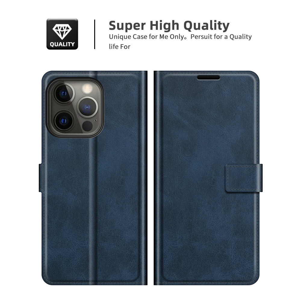 PU Leather Phone Case for iPhone 13 Pro 6.1 inch TPU + PU Leather Folio Flip Wallet Stand Magnetic Buckle Design