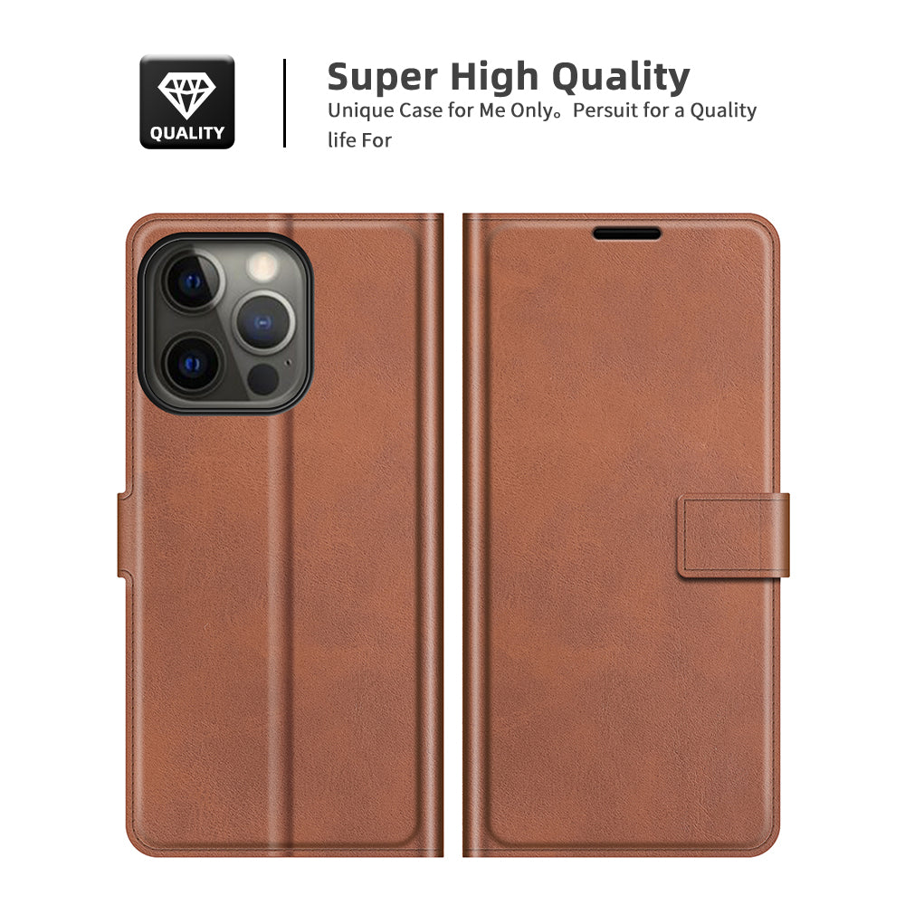 PU Leather Phone Case for iPhone 13 Pro 6.1 inch TPU + PU Leather Folio Flip Wallet Stand Magnetic Buckle Design