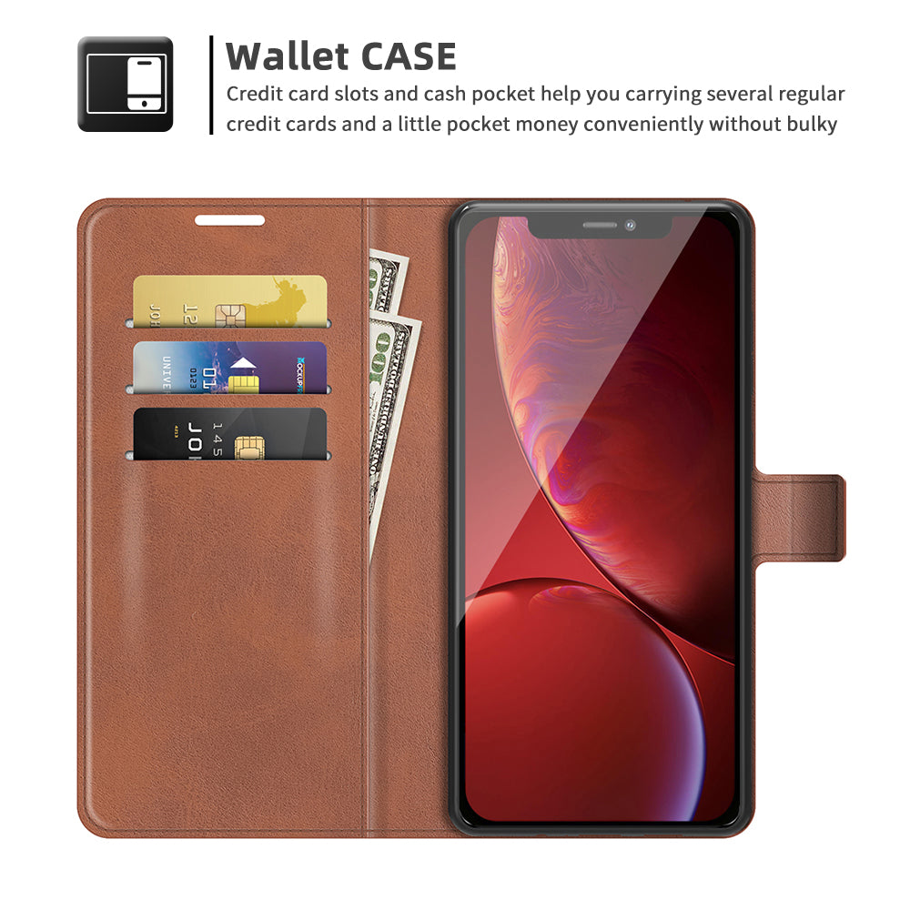 PU Leather Phone Case for iPhone 13 Pro 6.1 inch TPU + PU Leather Folio Flip Wallet Stand Magnetic Buckle Design