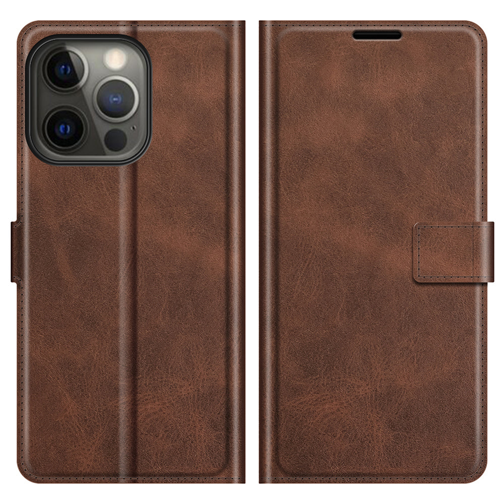 PU Leather Phone Case for iPhone 13 Pro 6.1 inch TPU + PU Leather Folio Flip Wallet Stand Magnetic Buckle Design