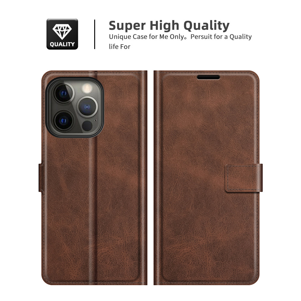 PU Leather Phone Case for iPhone 13 Pro 6.1 inch TPU + PU Leather Folio Flip Wallet Stand Magnetic Buckle Design