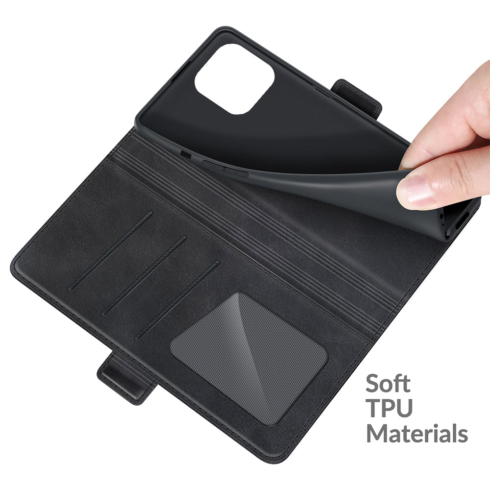 For iPhone 13 Pro 6.1-inch PU Leather Full Protection Wallet Cover Stand Case with Magnetic Double Clasp
